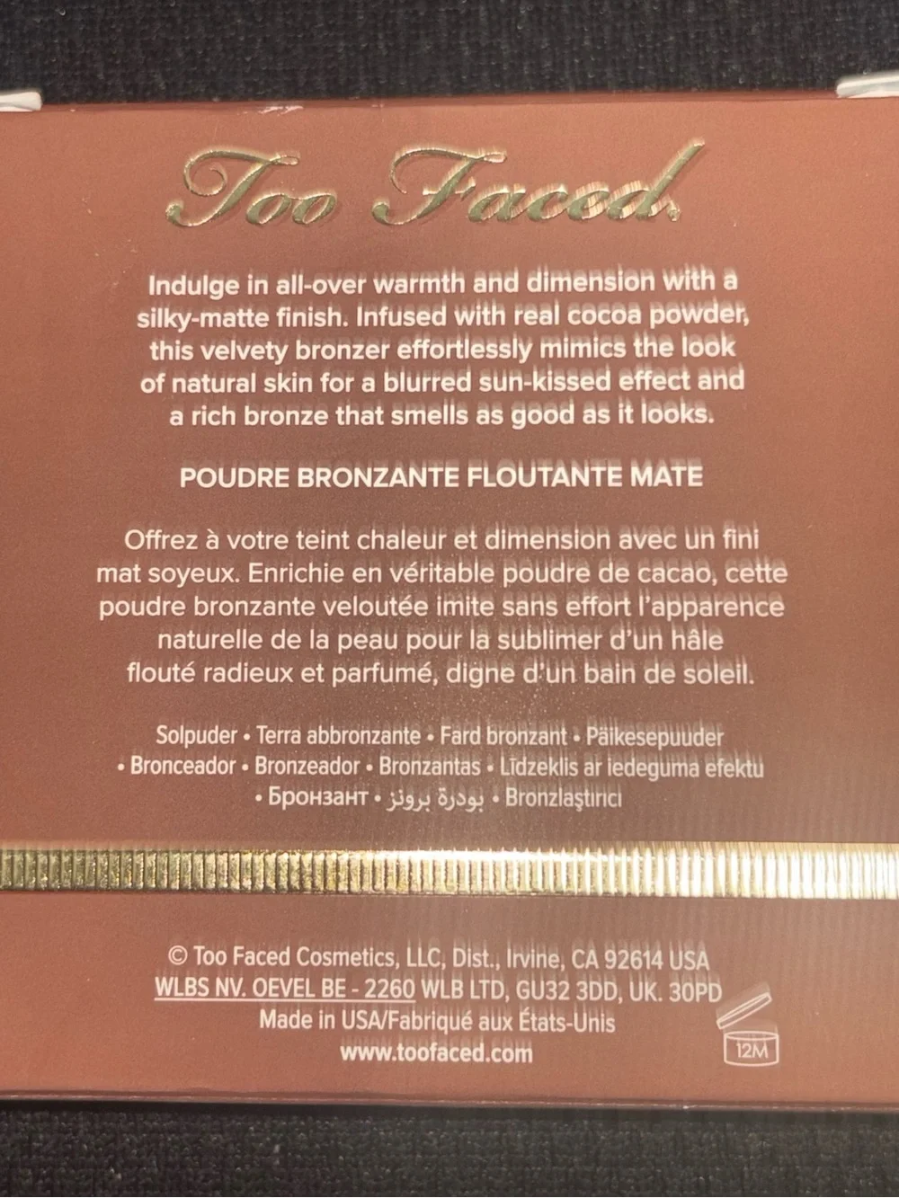 Too Faced Chocolate Soleil Blush - Chocolate Lava Brand New formula
